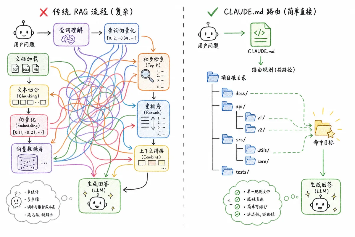 深蓝几何风格封面：AI 知识库最佳实践文章，渐变底和几何网格