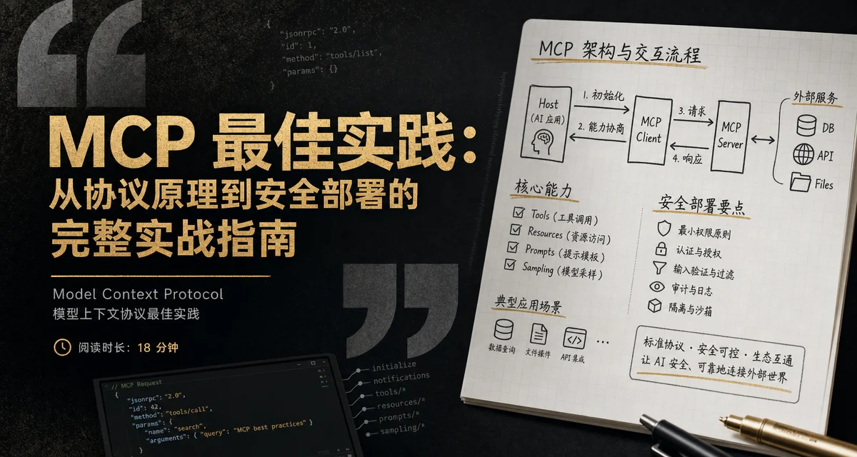 连线节点风格封面：MCP 最佳实践文章，服务连接拓扑图