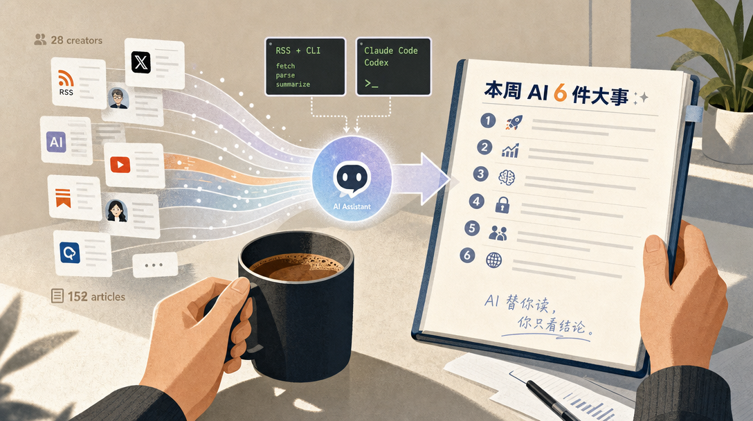 Claude Code 与 Codex 替你读完一周 AI 圈文章把信息流压成一份简报